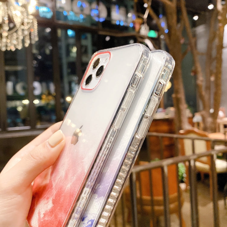 For iPhone 12 Pro Max IMD Straight Edge Dreamy Watercolor Pattern Shockproof TPU Protective Case