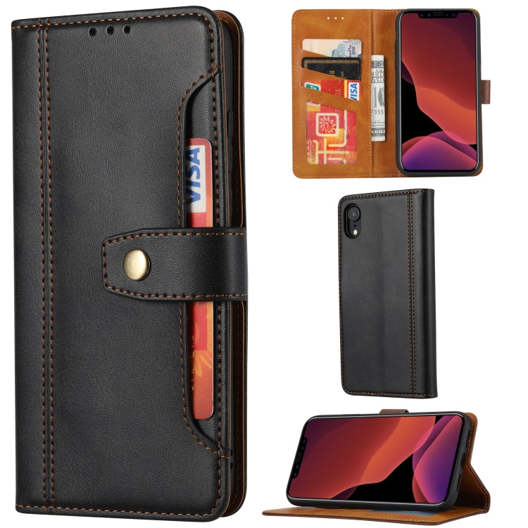 For iPhone XR Calf Texture Double Fold Clasp Horizontal Flip Leather Case with Photo Frame & Holder & Card Slots & Wallet