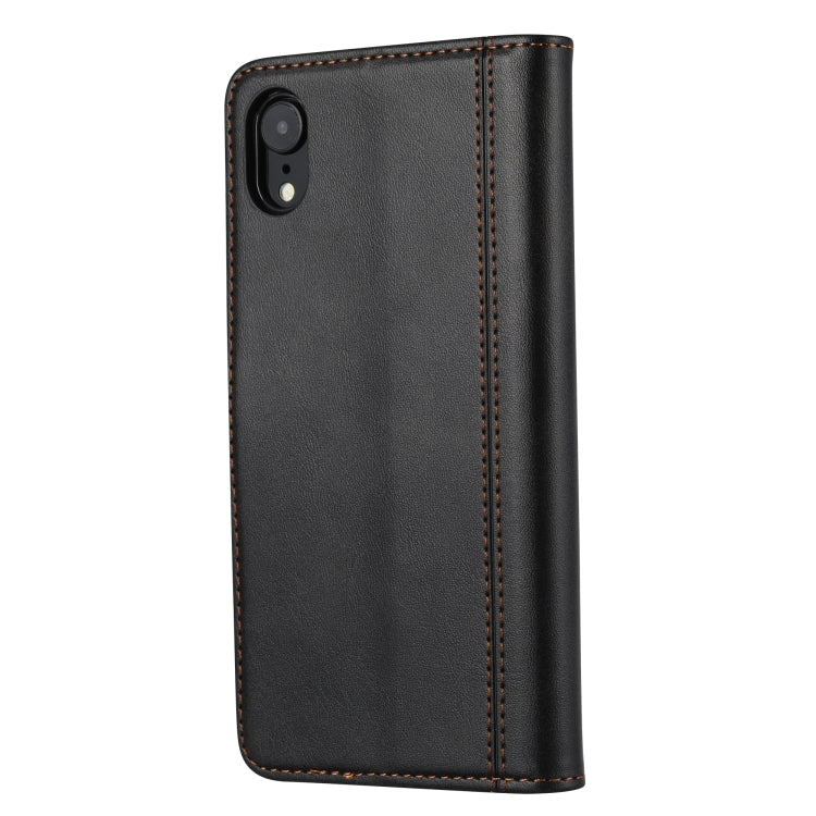 For iPhone XR Calf Texture Double Fold Clasp Horizontal Flip Leather Case with Photo Frame & Holder & Card Slots & Wallet