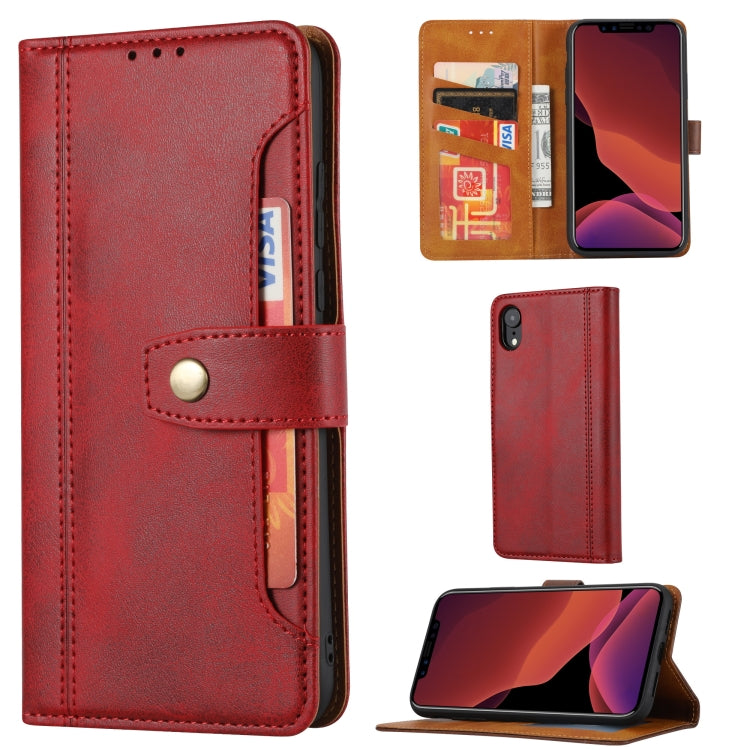 For iPhone XR Calf Texture Double Fold Clasp Horizontal Flip Leather Case with Photo Frame & Holder & Card Slots & Wallet