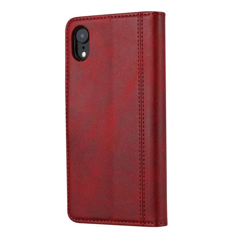 For iPhone XR Calf Texture Double Fold Clasp Horizontal Flip Leather Case with Photo Frame & Holder & Card Slots & Wallet