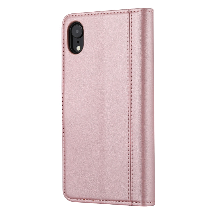 For iPhone XR Calf Texture Double Fold Clasp Horizontal Flip Leather Case with Photo Frame & Holder & Card Slots & Wallet
