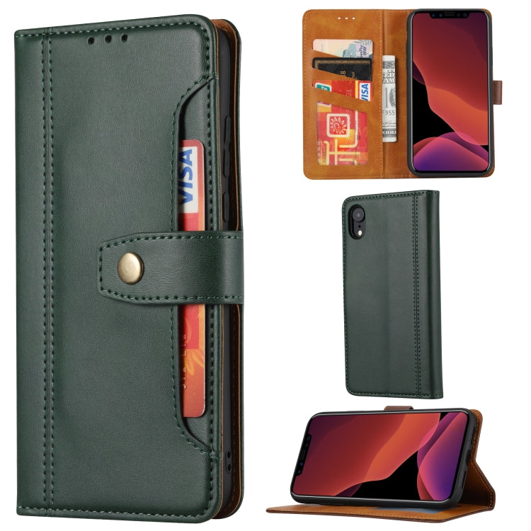 For iPhone XR Calf Texture Double Fold Clasp Horizontal Flip Leather Case with Photo Frame & Holder & Card Slots & Wallet
