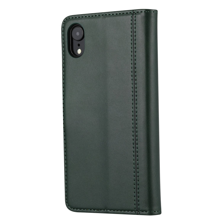 For iPhone XR Calf Texture Double Fold Clasp Horizontal Flip Leather Case with Photo Frame & Holder & Card Slots & Wallet