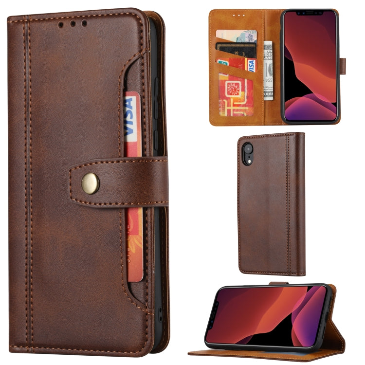 For iPhone XR Calf Texture Double Fold Clasp Horizontal Flip Leather Case with Photo Frame & Holder & Card Slots & Wallet
