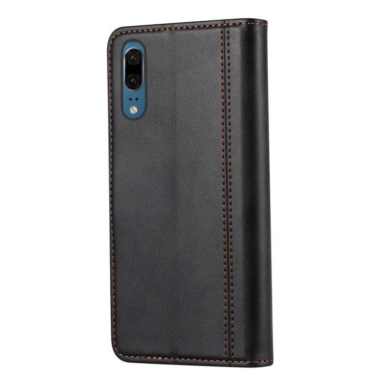 For Huawei P20 Calf Texture Double Fold Clasp Horizontal Flip Leather Case with Photo Frame & Holder & Card Slots & Wallet