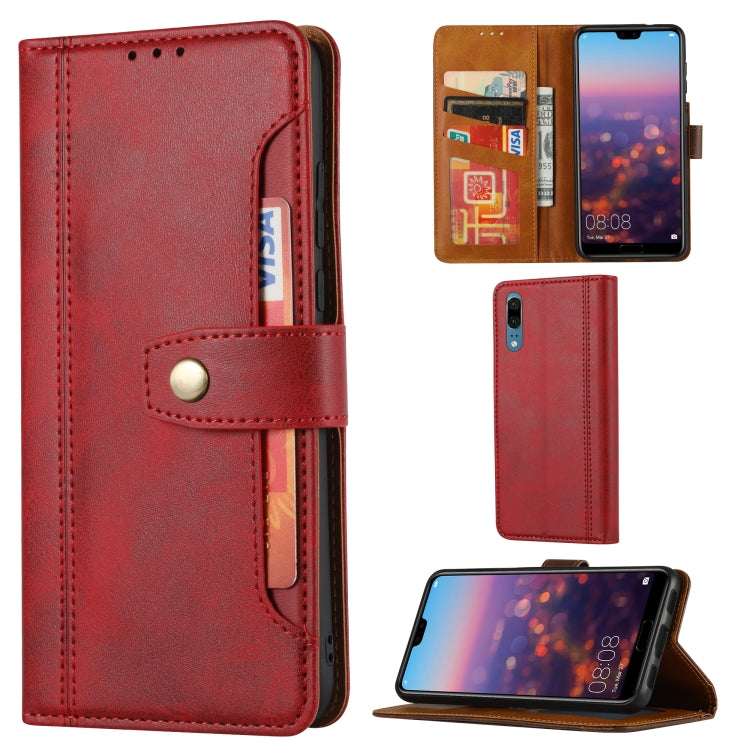 For Huawei P20 Calf Texture Double Fold Clasp Horizontal Flip Leather Case with Photo Frame & Holder & Card Slots & Wallet