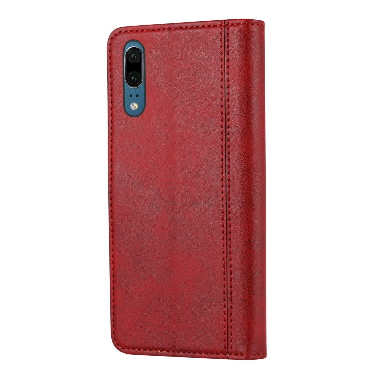 For Huawei P20 Calf Texture Double Fold Clasp Horizontal Flip Leather Case with Photo Frame & Holder & Card Slots & Wallet
