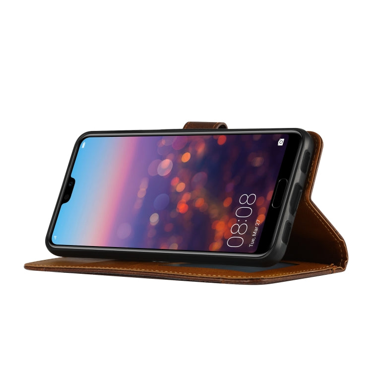 For Huawei P20 Calf Texture Double Fold Clasp Horizontal Flip Leather Case with Photo Frame & Holder & Card Slots & Wallet