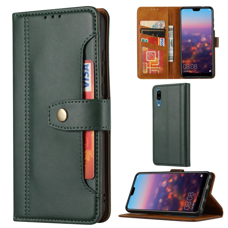 For Huawei P20 Calf Texture Double Fold Clasp Horizontal Flip Leather Case with Photo Frame & Holder & Card Slots & Wallet