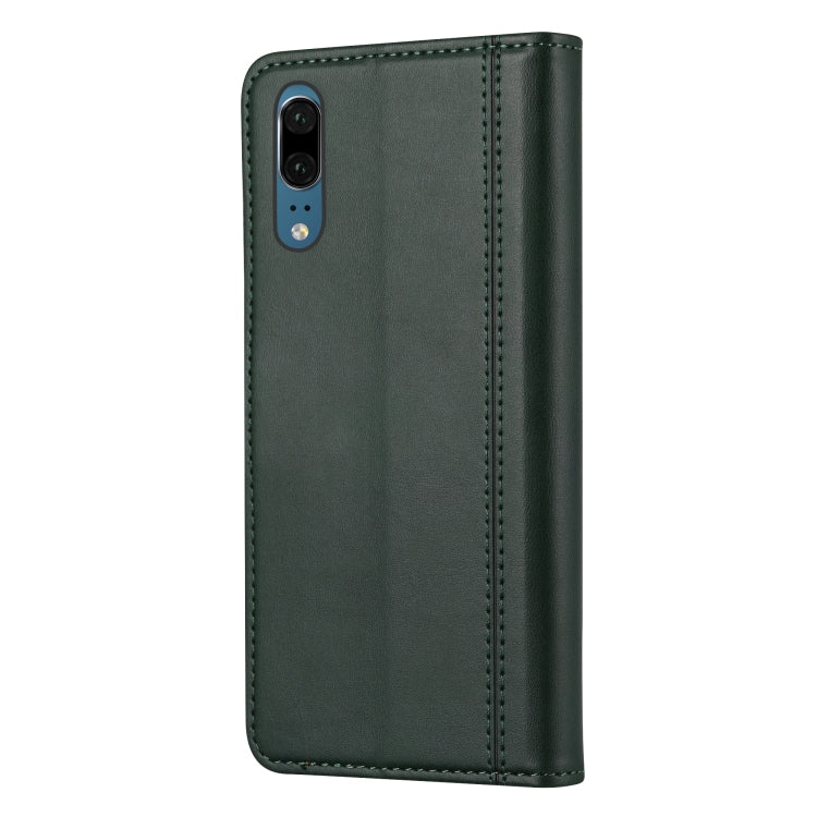 For Huawei P20 Calf Texture Double Fold Clasp Horizontal Flip Leather Case with Photo Frame & Holder & Card Slots & Wallet