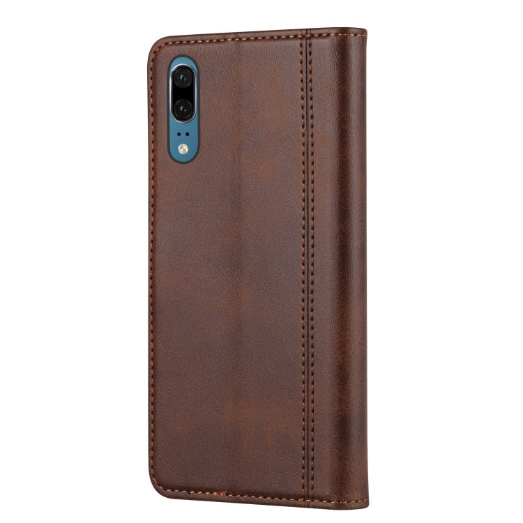 For Huawei P20 Calf Texture Double Fold Clasp Horizontal Flip Leather Case with Photo Frame & Holder & Card Slots & Wallet