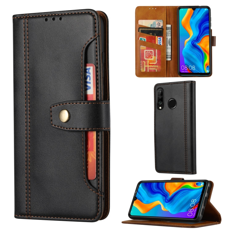 For Huawei P30 Lite Calf Texture Double Fold Clasp Horizontal Flip Leather Case with Photo Frame & Holder & Card Slots & Wallet