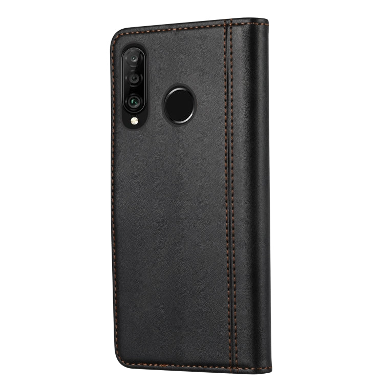 For Huawei P30 Lite Calf Texture Double Fold Clasp Horizontal Flip Leather Case with Photo Frame & Holder & Card Slots & Wallet