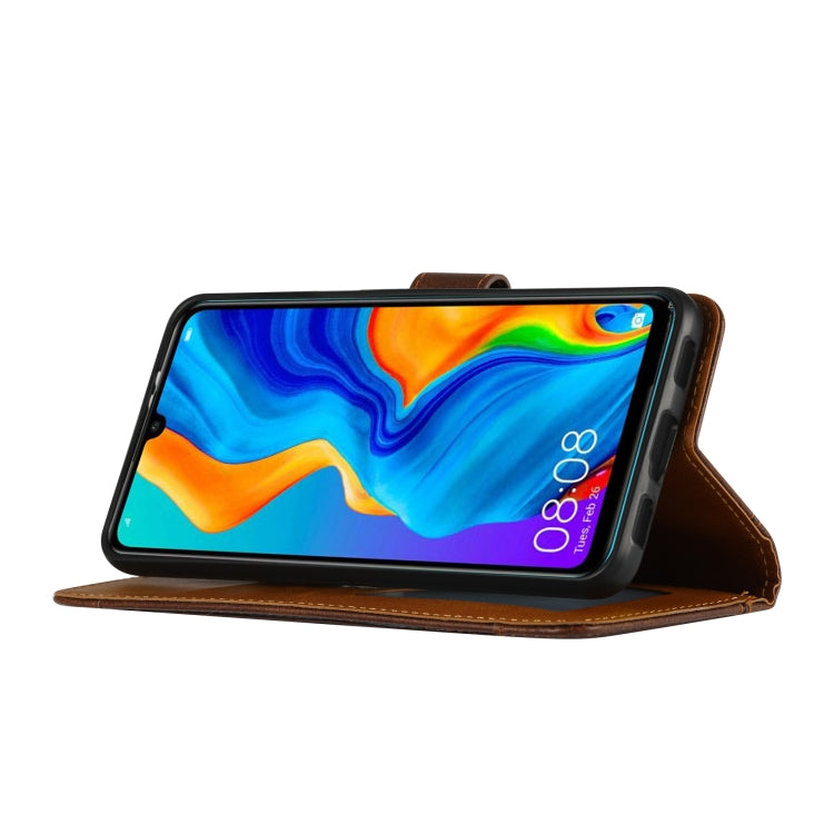 For Huawei P30 Lite Calf Texture Double Fold Clasp Horizontal Flip Leather Case with Photo Frame & Holder & Card Slots & Wallet