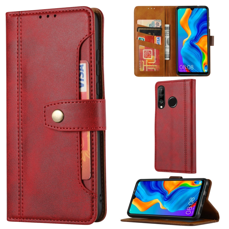For Huawei P30 Lite Calf Texture Double Fold Clasp Horizontal Flip Leather Case with Photo Frame & Holder & Card Slots & Wallet