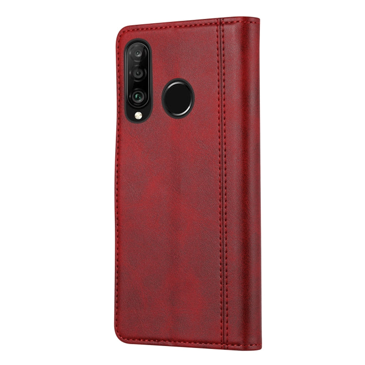 For Huawei P30 Lite Calf Texture Double Fold Clasp Horizontal Flip Leather Case with Photo Frame & Holder & Card Slots & Wallet