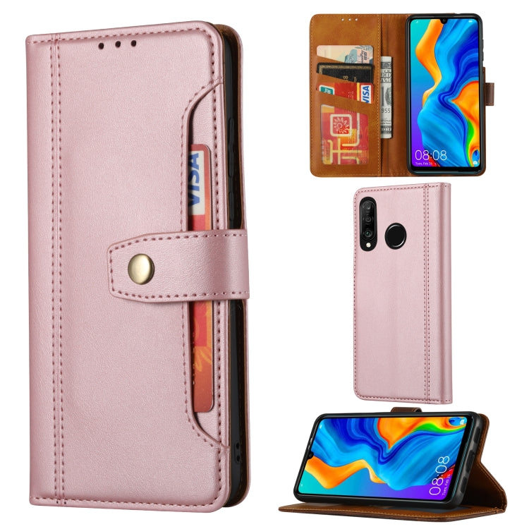 For Huawei P30 Lite Calf Texture Double Fold Clasp Horizontal Flip Leather Case with Photo Frame & Holder & Card Slots & Wallet