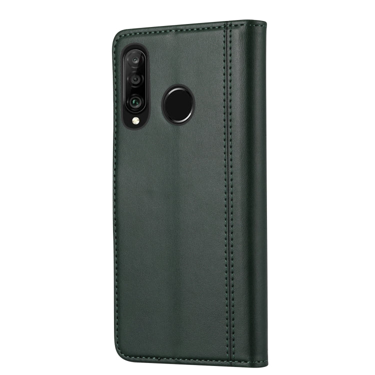 For Huawei P30 Lite Calf Texture Double Fold Clasp Horizontal Flip Leather Case with Photo Frame & Holder & Card Slots & Wallet