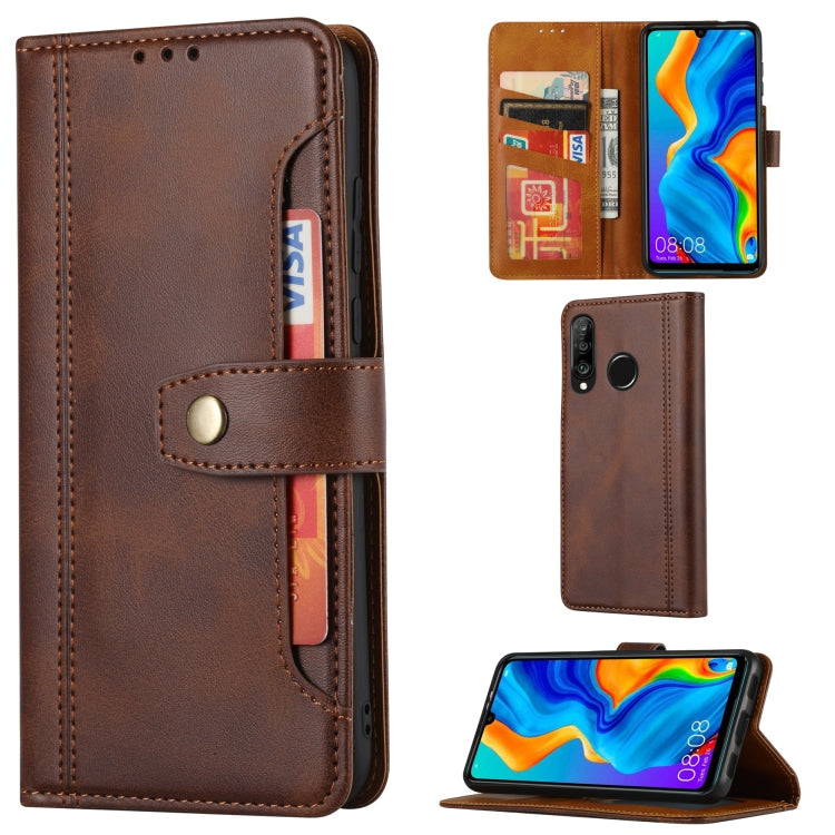 For Huawei P30 Lite Calf Texture Double Fold Clasp Horizontal Flip Leather Case with Photo Frame & Holder & Card Slots & Wallet