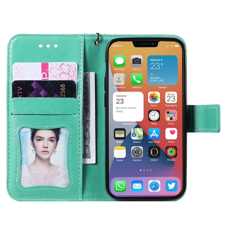 For iPhone 12 mini Pressed Printing Rattan Flower Pattern Horizontal Flip PU Leather Case with Holder & Card Slots & Wallet & Photo Frame