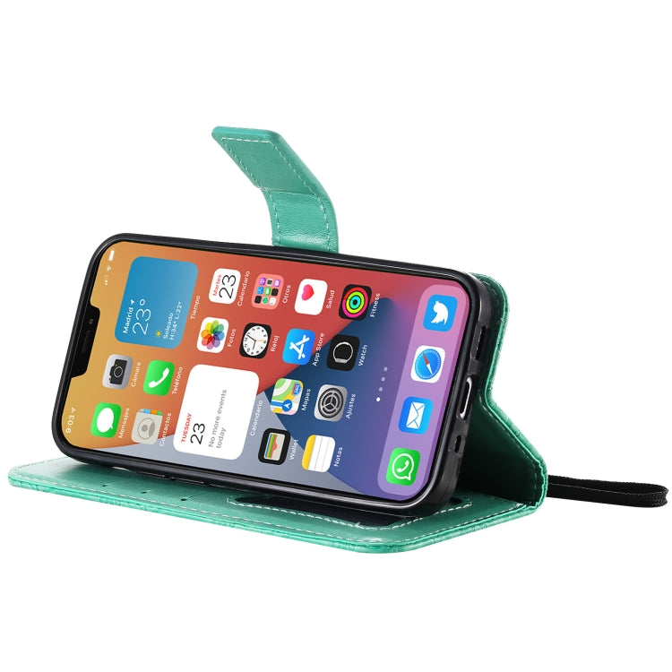 For iPhone 12 mini Pressed Printing Rattan Flower Pattern Horizontal Flip PU Leather Case with Holder & Card Slots & Wallet & Photo Frame