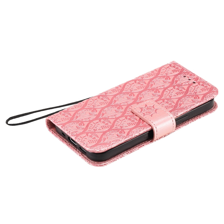 For iPhone 12 mini Pressed Printing Rattan Flower Pattern Horizontal Flip PU Leather Case with Holder & Card Slots & Wallet & Photo Frame