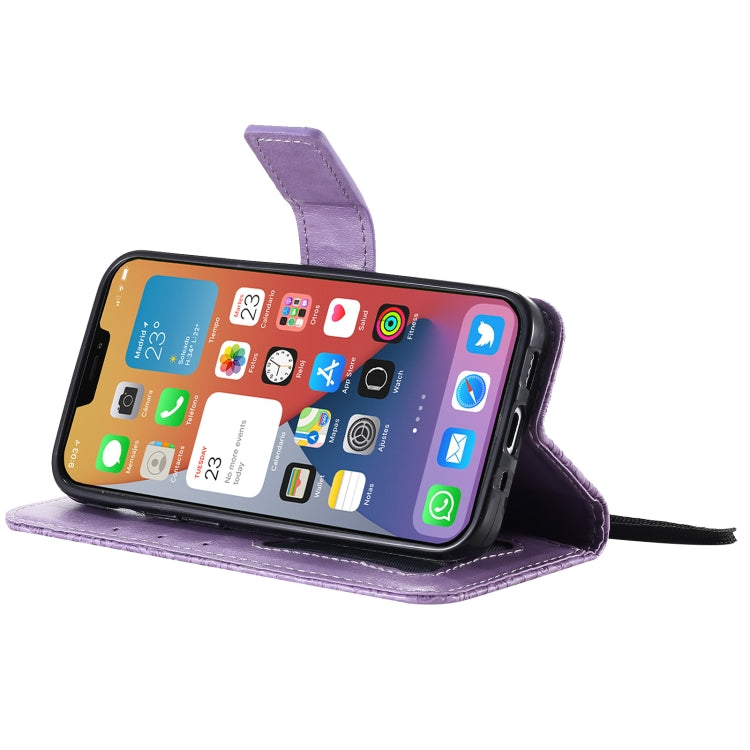 For iPhone 12 mini Pressed Printing Rattan Flower Pattern Horizontal Flip PU Leather Case with Holder & Card Slots & Wallet & Photo Frame