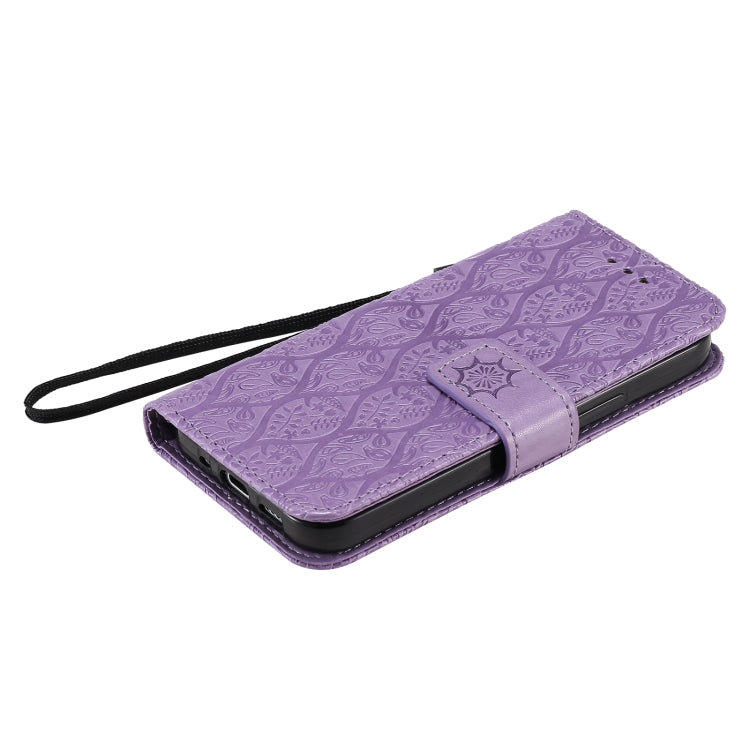 For iPhone 12 mini Pressed Printing Rattan Flower Pattern Horizontal Flip PU Leather Case with Holder & Card Slots & Wallet & Photo Frame