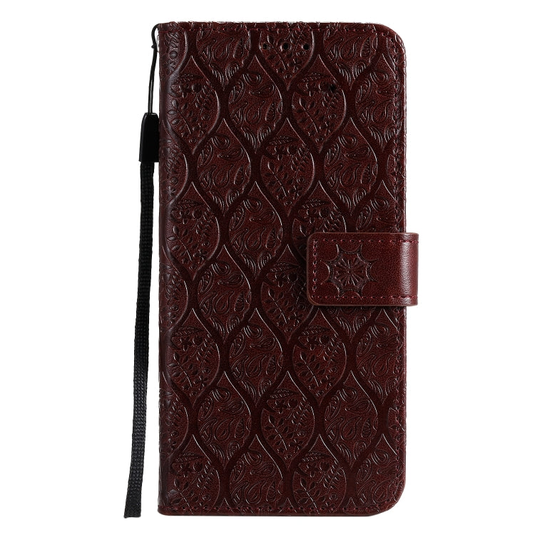 For iPhone 12 mini Pressed Printing Rattan Flower Pattern Horizontal Flip PU Leather Case with Holder & Card Slots & Wallet & Photo Frame