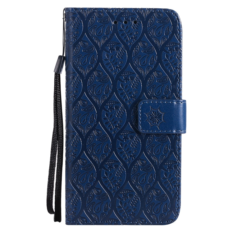For iPhone 12 Pro Max Pressed Printing Rattan Flower Pattern Horizontal Flip PU Leather Case with Holder & Card Slots & Wallet & Photo Frame