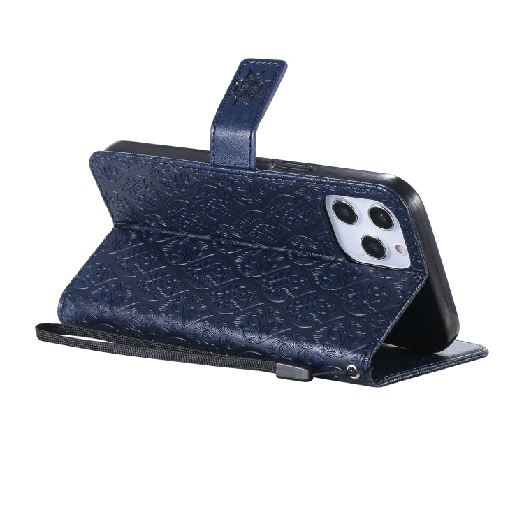 For iPhone 12 Pro Max Pressed Printing Rattan Flower Pattern Horizontal Flip PU Leather Case with Holder & Card Slots & Wallet & Photo Frame