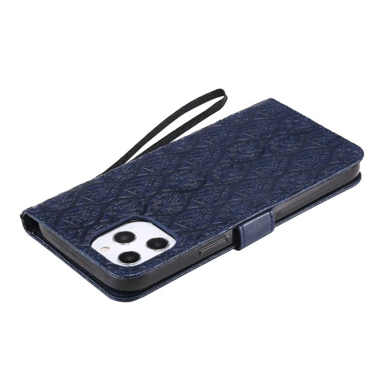 For iPhone 12 Pro Max Pressed Printing Rattan Flower Pattern Horizontal Flip PU Leather Case with Holder & Card Slots & Wallet & Photo Frame