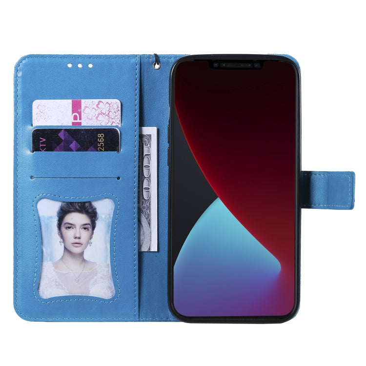 For iPhone 12 Pro Max Pressed Printing Rattan Flower Pattern Horizontal Flip PU Leather Case with Holder & Card Slots & Wallet & Photo Frame