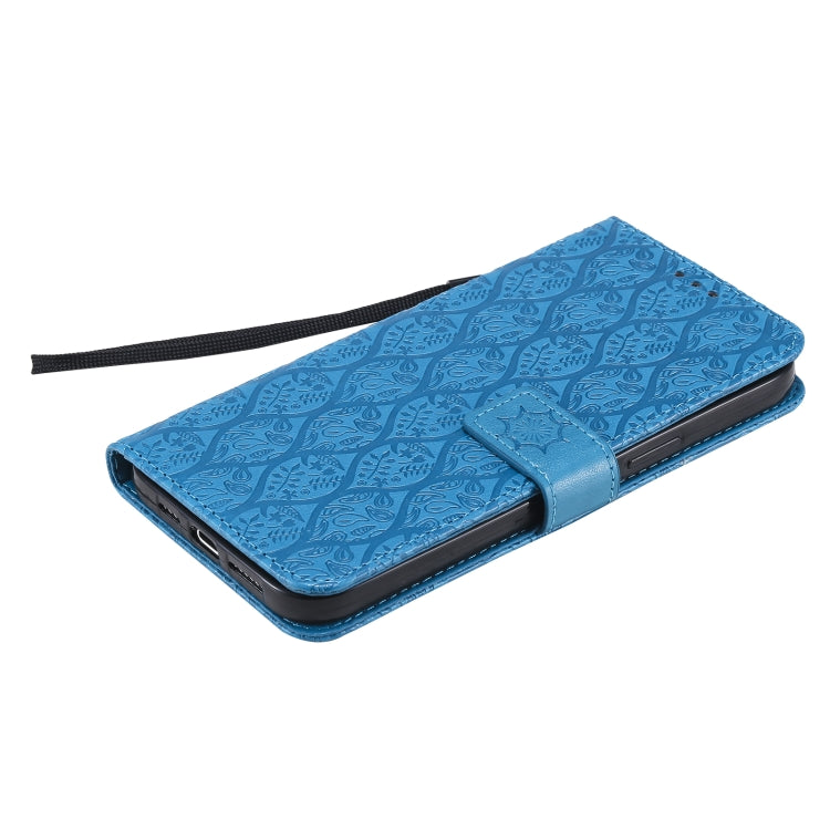 For iPhone 12 Pro Max Pressed Printing Rattan Flower Pattern Horizontal Flip PU Leather Case with Holder & Card Slots & Wallet & Photo Frame