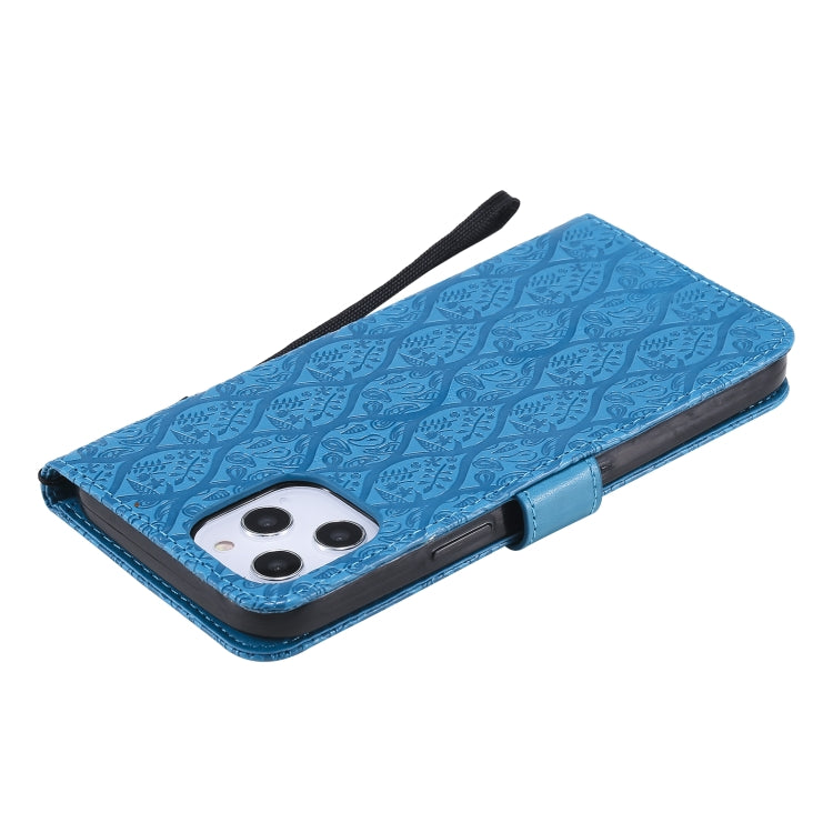 For iPhone 12 Pro Max Pressed Printing Rattan Flower Pattern Horizontal Flip PU Leather Case with Holder & Card Slots & Wallet & Photo Frame