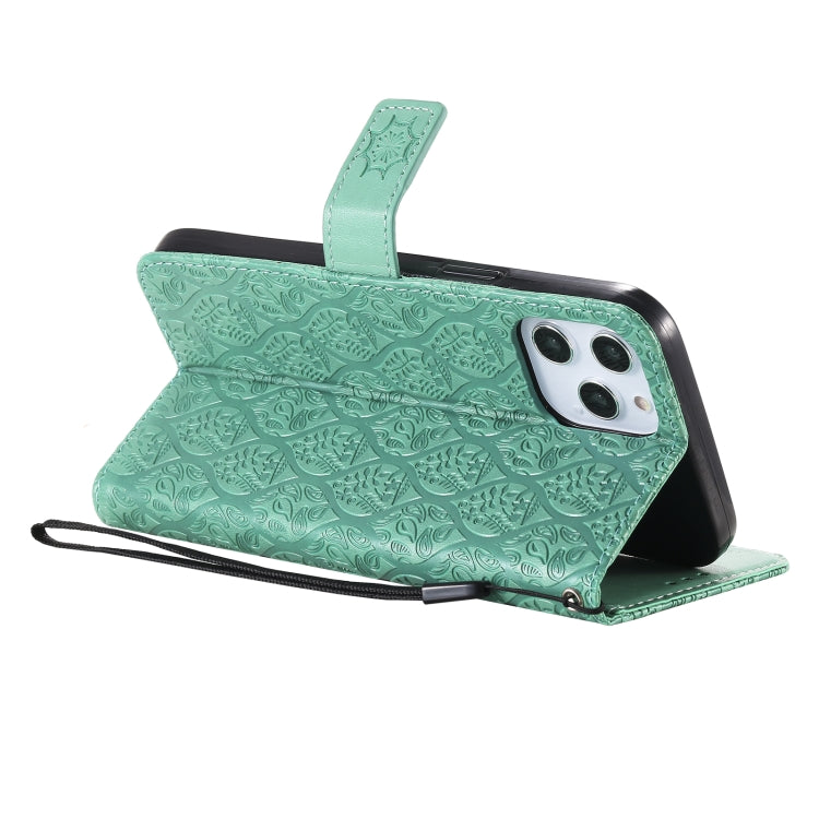 For iPhone 12 Pro Max Pressed Printing Rattan Flower Pattern Horizontal Flip PU Leather Case with Holder & Card Slots & Wallet & Photo Frame