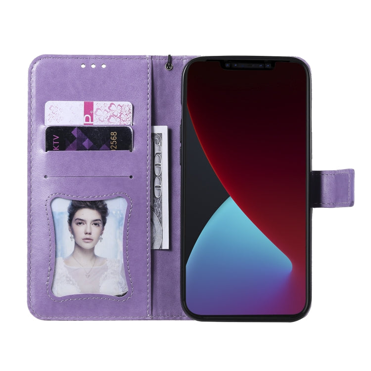 For iPhone 12 Pro Max Pressed Printing Rattan Flower Pattern Horizontal Flip PU Leather Case with Holder & Card Slots & Wallet & Photo Frame