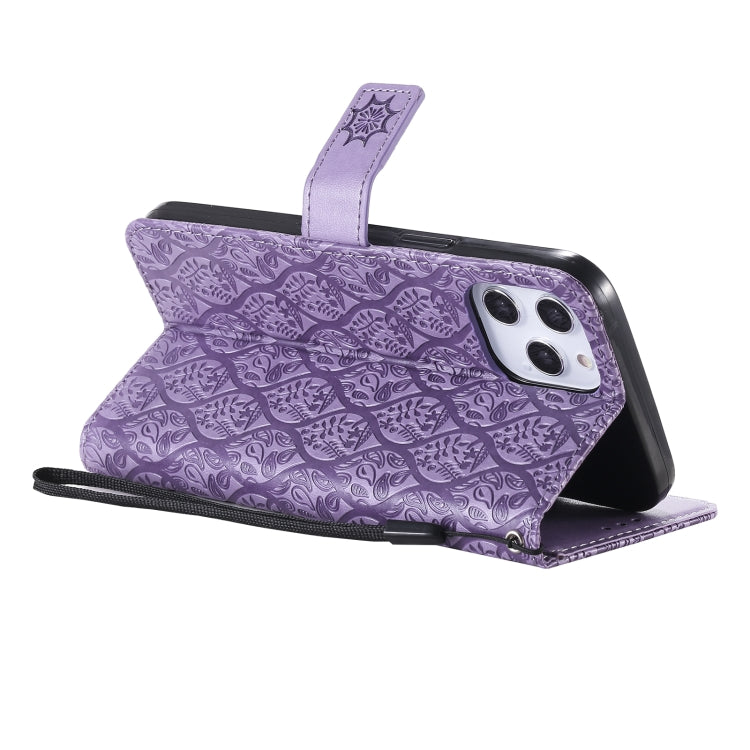 For iPhone 12 Pro Max Pressed Printing Rattan Flower Pattern Horizontal Flip PU Leather Case with Holder & Card Slots & Wallet & Photo Frame