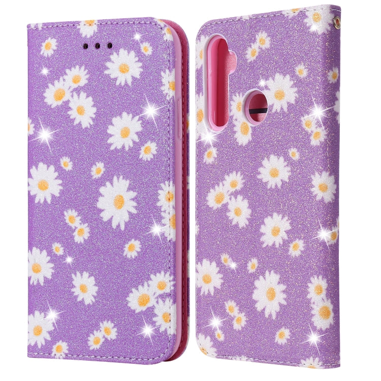 For OPPO Realme 5 & C3 Glittering Daisy Magnetic Horizontal Flip Leather Case with Holder & Card Slots & Photo Frame