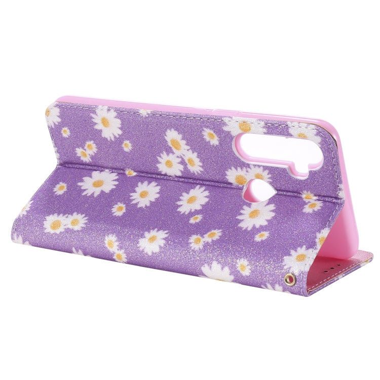 For OPPO Realme 5 & C3 Glittering Daisy Magnetic Horizontal Flip Leather Case with Holder & Card Slots & Photo Frame