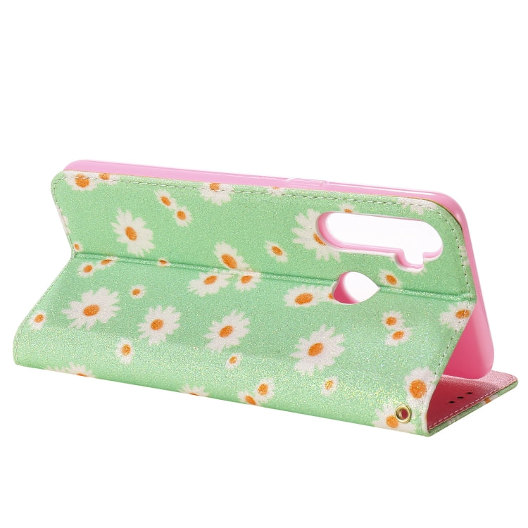 For OPPO Realme 5 & C3 Glittering Daisy Magnetic Horizontal Flip Leather Case with Holder & Card Slots & Photo Frame