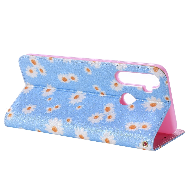 For OPPO Realme 5 & C3 Glittering Daisy Magnetic Horizontal Flip Leather Case with Holder & Card Slots & Photo Frame