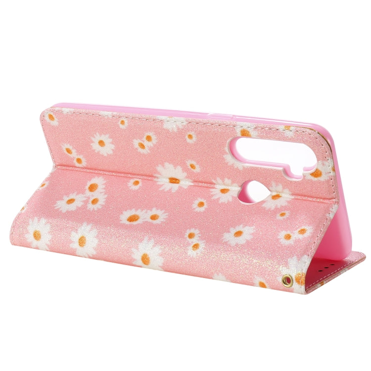 For OPPO Realme 5 & C3 Glittering Daisy Magnetic Horizontal Flip Leather Case with Holder & Card Slots & Photo Frame