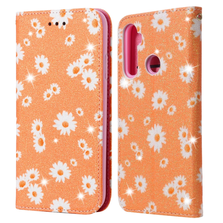 For OPPO Realme 5 & C3 Glittering Daisy Magnetic Horizontal Flip Leather Case with Holder & Card Slots & Photo Frame