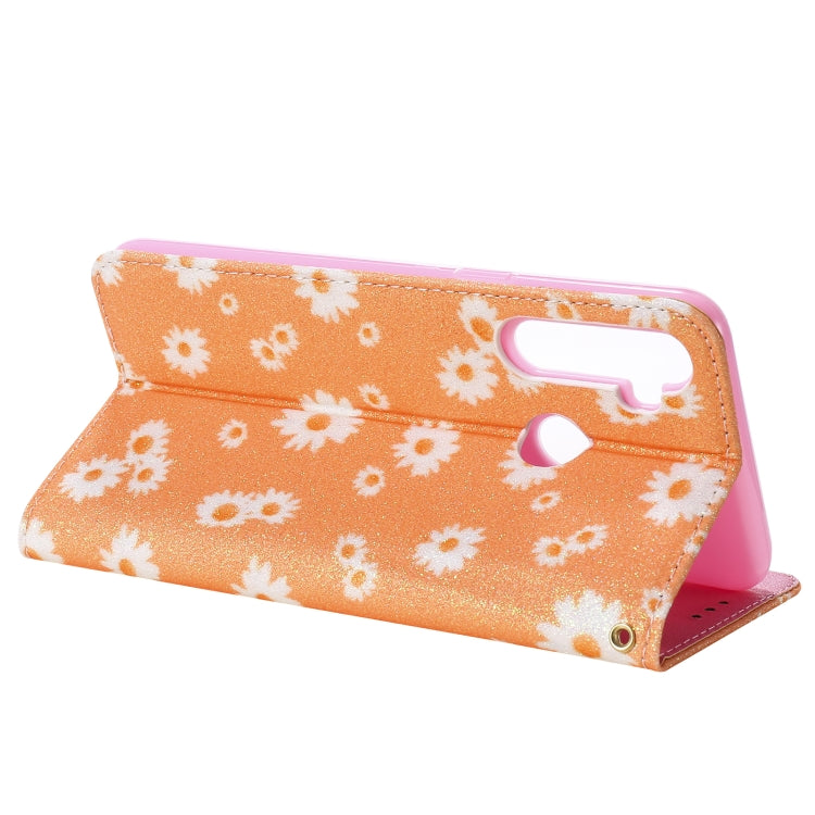 For OPPO Realme 5 & C3 Glittering Daisy Magnetic Horizontal Flip Leather Case with Holder & Card Slots & Photo Frame