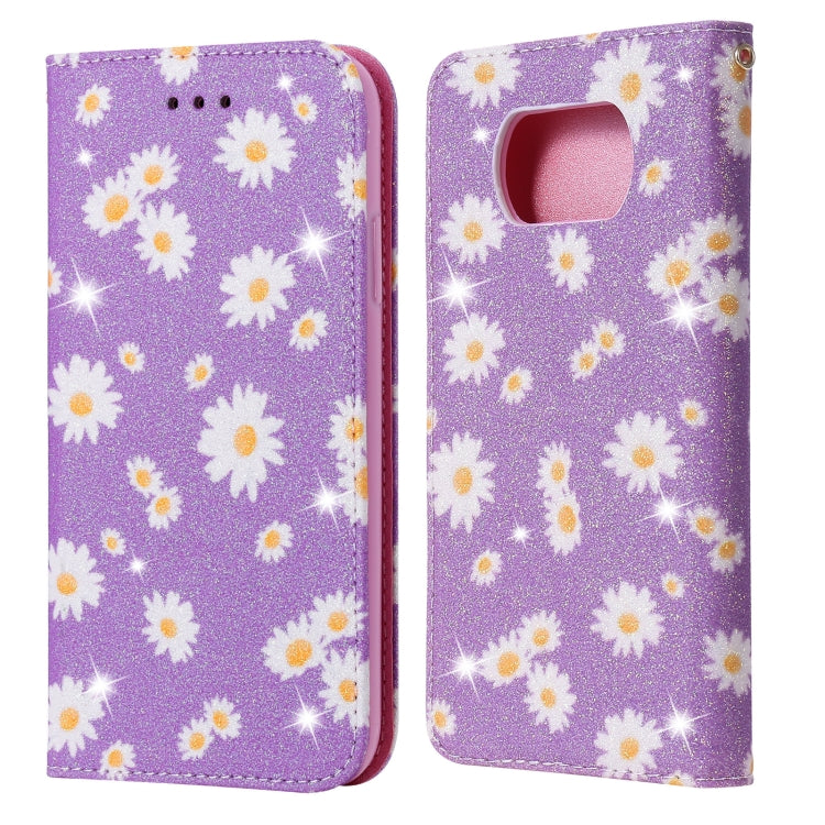 For Xiaomi Poco X3 NFC Glittering Daisy Magnetic Horizontal Flip Leather Case with Holder & Card Slots & Photo Frame