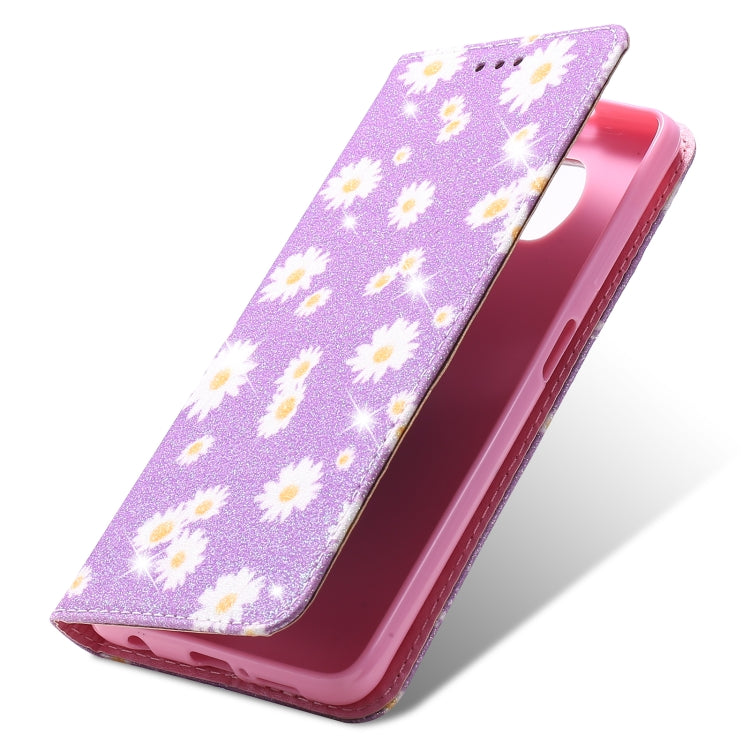 For Xiaomi Poco X3 NFC Glittering Daisy Magnetic Horizontal Flip Leather Case with Holder & Card Slots & Photo Frame