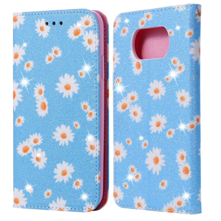 For Xiaomi Poco X3 NFC Glittering Daisy Magnetic Horizontal Flip Leather Case with Holder & Card Slots & Photo Frame