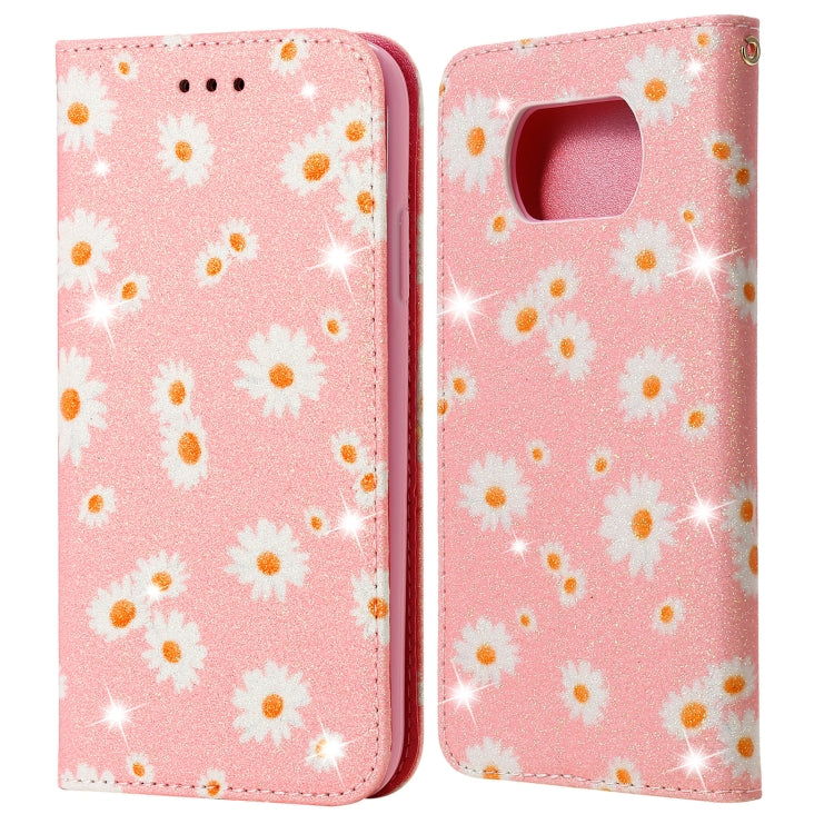 For Xiaomi Poco X3 NFC Glittering Daisy Magnetic Horizontal Flip Leather Case with Holder & Card Slots & Photo Frame